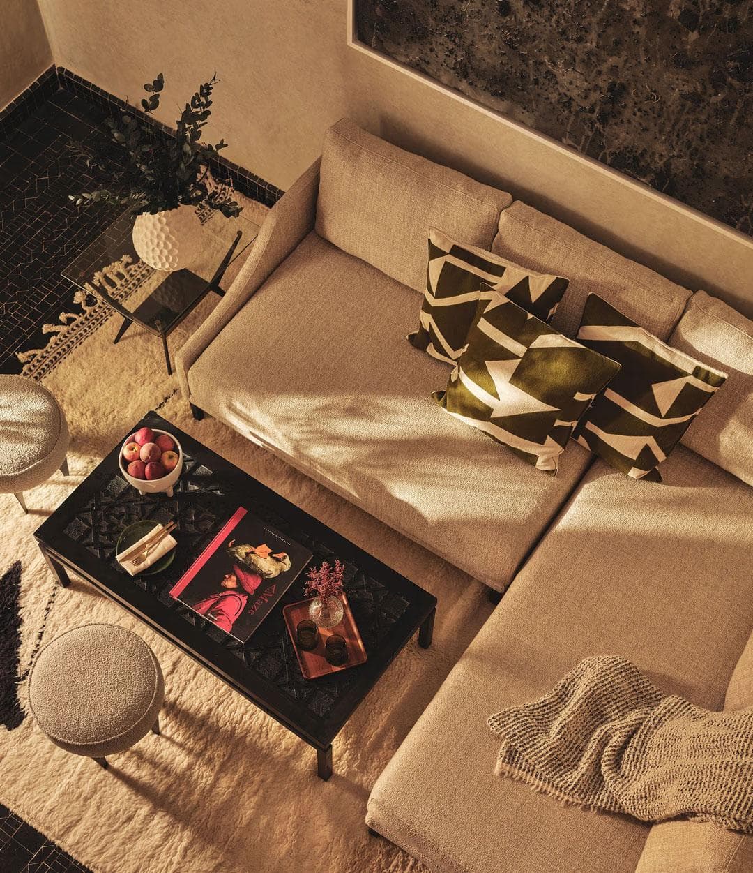 Living room sofa overhead view