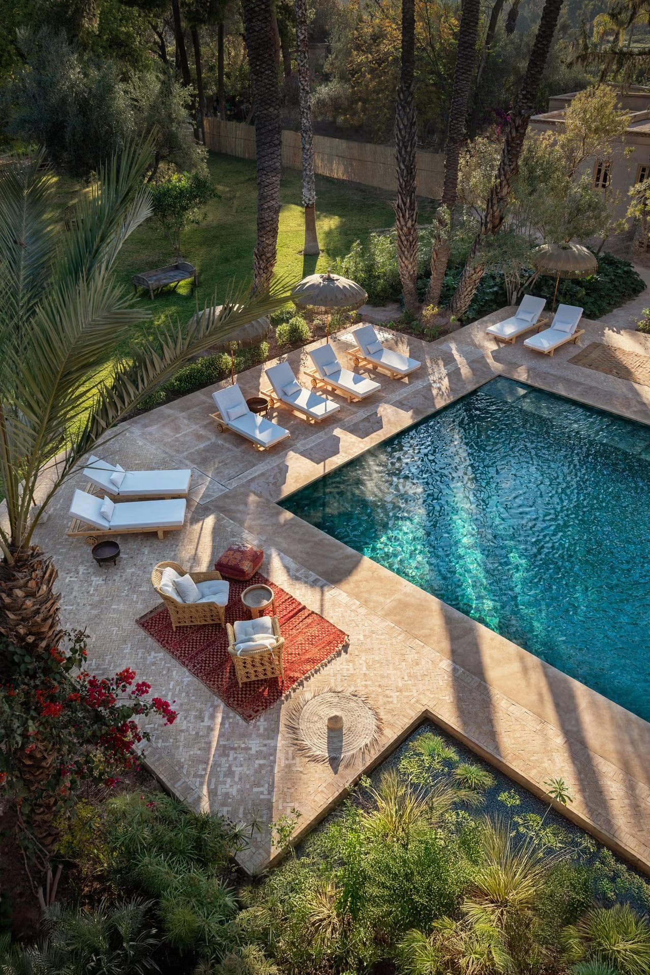 Bedroom with wall line art drawings